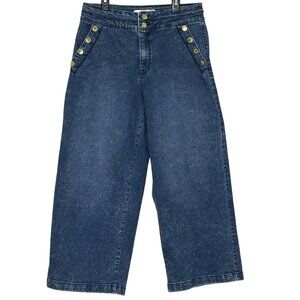 Anne Klein Women's Wide Leg Crop High Rise Blue Jean size 12